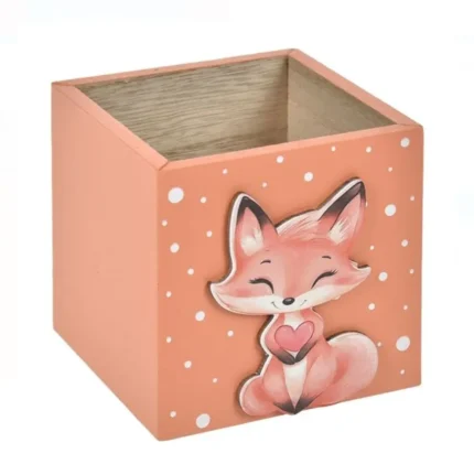 Suport Pixuri din Lemn Somon cu Model Vulpe 3D