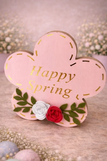 Decor din lemn roz „Happy Spring”